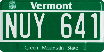 VT license plate NUY641