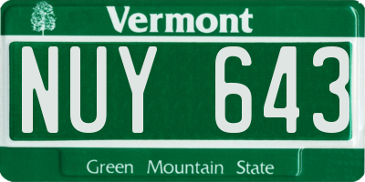 VT license plate NUY643