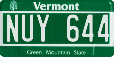 VT license plate NUY644