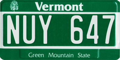 VT license plate NUY647