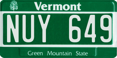 VT license plate NUY649