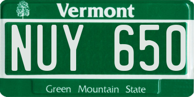 VT license plate NUY650