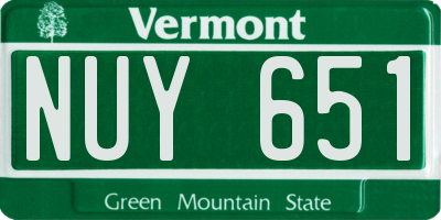 VT license plate NUY651