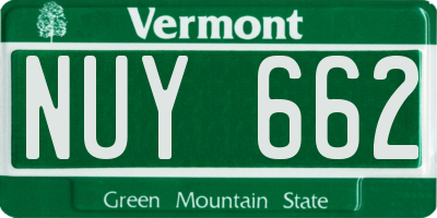 VT license plate NUY662