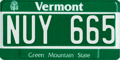 VT license plate NUY665