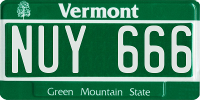 VT license plate NUY666