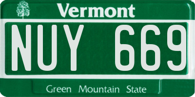 VT license plate NUY669