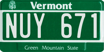 VT license plate NUY671