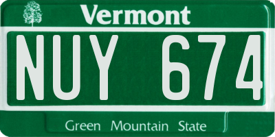 VT license plate NUY674