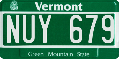 VT license plate NUY679