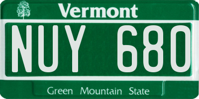 VT license plate NUY680