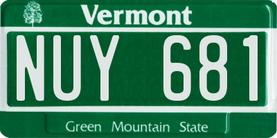 VT license plate NUY681