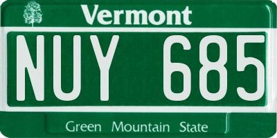 VT license plate NUY685