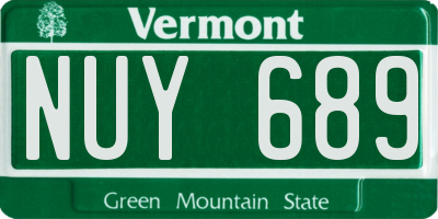 VT license plate NUY689