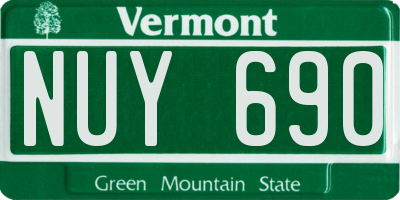 VT license plate NUY690