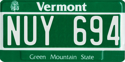 VT license plate NUY694