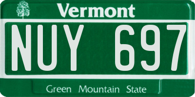 VT license plate NUY697
