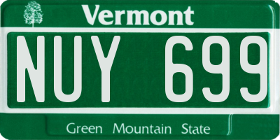 VT license plate NUY699