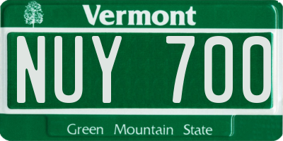 VT license plate NUY700