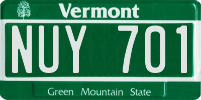 VT license plate NUY701