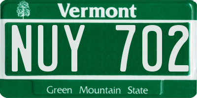 VT license plate NUY702