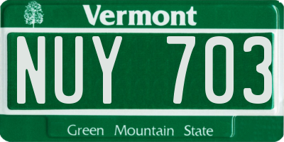 VT license plate NUY703