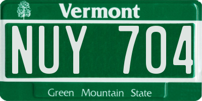 VT license plate NUY704