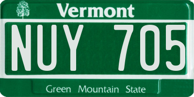 VT license plate NUY705