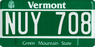 VT license plate NUY708