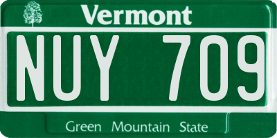 VT license plate NUY709