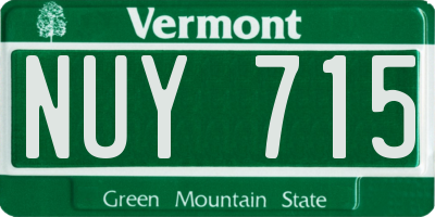 VT license plate NUY715