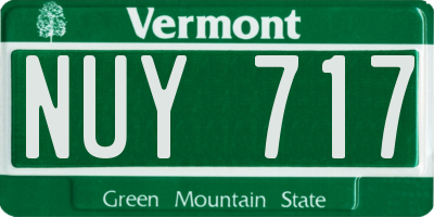 VT license plate NUY717