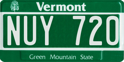 VT license plate NUY720