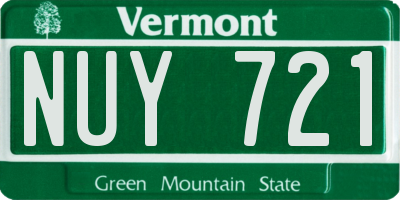 VT license plate NUY721