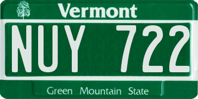 VT license plate NUY722