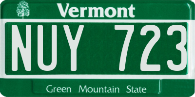 VT license plate NUY723