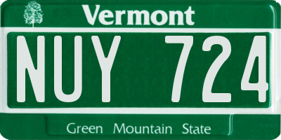 VT license plate NUY724