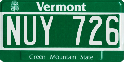 VT license plate NUY726