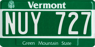 VT license plate NUY727