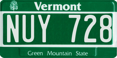 VT license plate NUY728