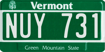 VT license plate NUY731