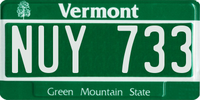 VT license plate NUY733