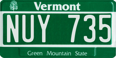 VT license plate NUY735