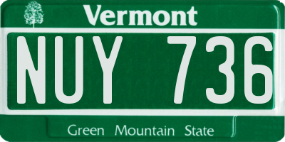 VT license plate NUY736