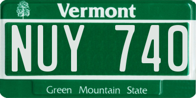 VT license plate NUY740