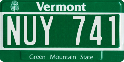 VT license plate NUY741