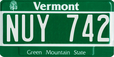 VT license plate NUY742