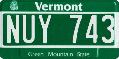 VT license plate NUY743