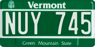 VT license plate NUY745