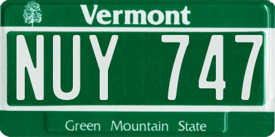 VT license plate NUY747